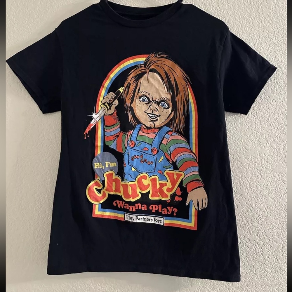 Chucky‎ Child's Play T-shirt Mens Size Small Black Wanna Play?